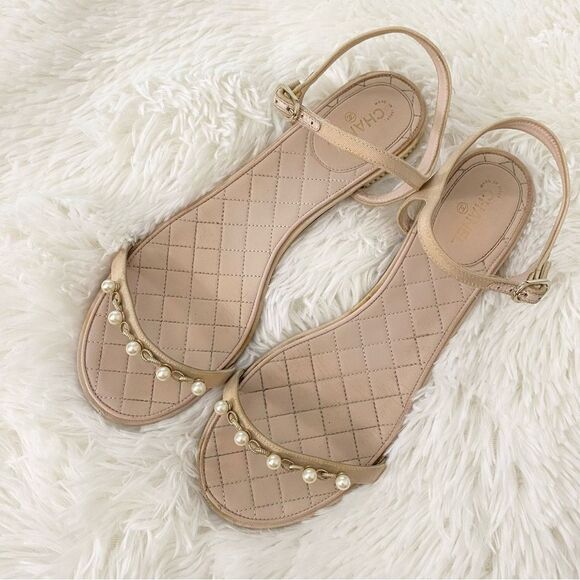 CHANEL Nude Sandal Flats Size 41.5 - Picture 15 of 15